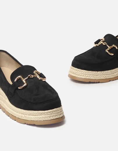 Εικόνα της Εσπαντρίγιες suede με μεταλλική αγκράφα Μαύρο