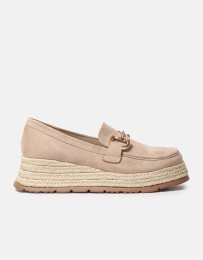 Εικόνα της Εσπαντρίγιες suede με μεταλλική αγκράφα Μπεζ