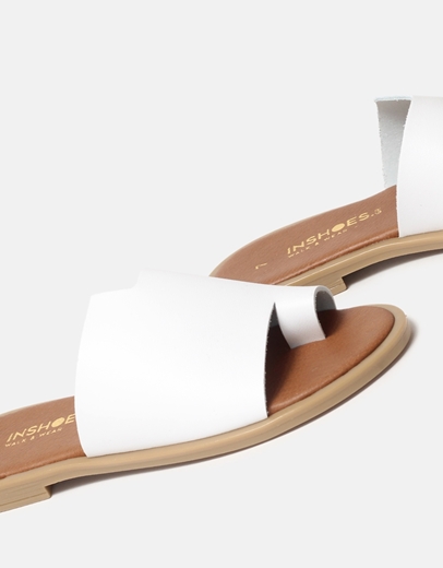 Εικόνα της Δερμάτινα σανδάλια Ελληνικής κατασκευής σε απλή γραμμή Λευκό