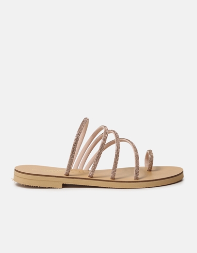 Εικόνα της Δερμάτινα σανδάλια Ελληνικής κατασκευής με λοξά λουράκια Χαλκός