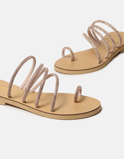 Εικόνα της Δερμάτινα σανδάλια Ελληνικής κατασκευής με λοξά λουράκια Χαλκός