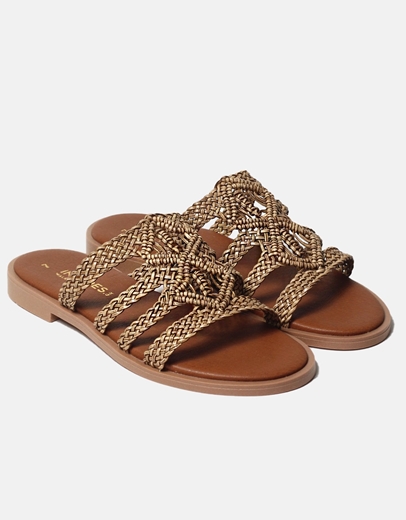 Εικόνα της Δερμάτινα σανδάλια Ελληνικής κατασκευής  με ιδιαίτερο σχέδιο πλέξης Πούρο