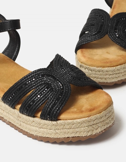 Εικόνα της Open heel εσπαντρίγιες Ελληνικής κατασκευής με μπαρέτα Μαύρο