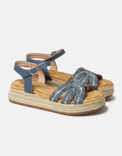 Εικόνα της Open heel εσπαντρίγιες Ελληνικής κατασκευής με μπαρέτα Μπλε