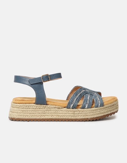 Εικόνα της Open heel εσπαντρίγιες Ελληνικής κατασκευής με μπαρέτα Μπλε