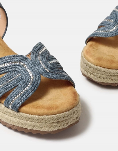 Εικόνα της Open heel εσπαντρίγιες Ελληνικής κατασκευής με μπαρέτα Μπλε