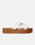 Εικόνα από Δερμάτινα flatforms Ελληνικής κατασκευής με λεπτομέρεια από strass Λευκό
