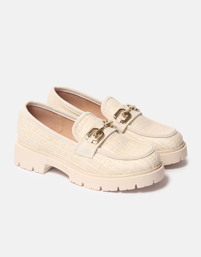 Εικόνα της Loafers ψάθινα με μεταλλική αγκράφα Μπεζ