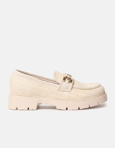 Εικόνα της Loafers ψάθινα με μεταλλική αγκράφα Μπεζ