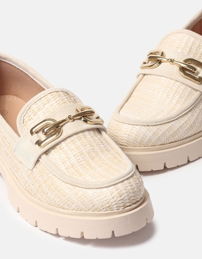 Εικόνα της Loafers ψάθινα με μεταλλική αγκράφα Μπεζ