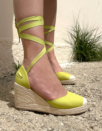 Εικόνα της Lace up μονόχρωμες εσπαντρίγιες σε απλή γραμμή Πράσινο