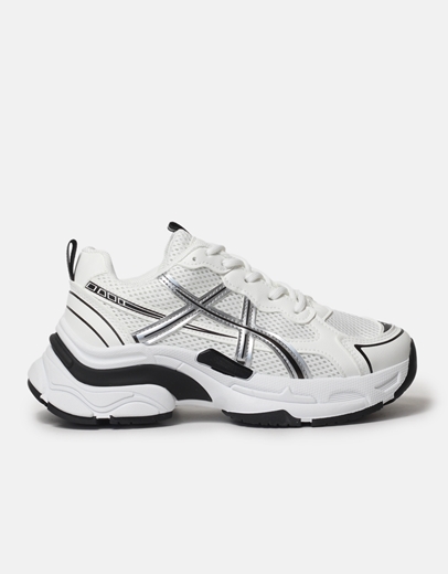 Εικόνα της Sneakers σε συνδυασμό υλικών Λευκό/Μαύρο