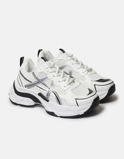 Εικόνα της Sneakers σε συνδυασμό υλικών Λευκό/Μαύρο