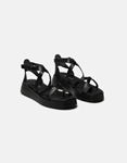 Εικόνα από Δερμάτινα flatforms Ελληνικής κατασκευής με toe ring Μαύρο