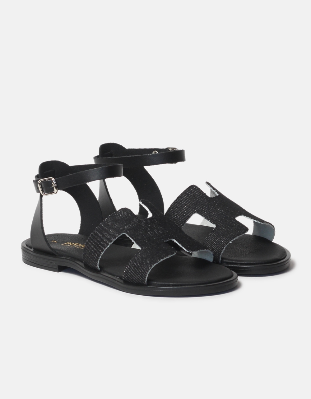 Εικόνα από Δερμάτινα σανδάλια Ελληνικής κατασκευής με μπαρέτα Μαύρο