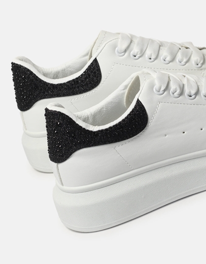 Εικόνα της Sneakers με λεπτομέρεια από strass Λευκό/Μαύρο