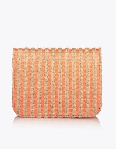 Εικόνα της Ψάθινη τσάντα χιαστί SILVANA με ριγέ σχέδιο Πορτοκαλί