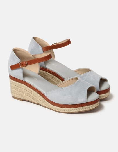 Εικόνα της Εσπαντρίγιες peep toe Ελληνικής κατασκευής με μπαρέτα Σιέλ