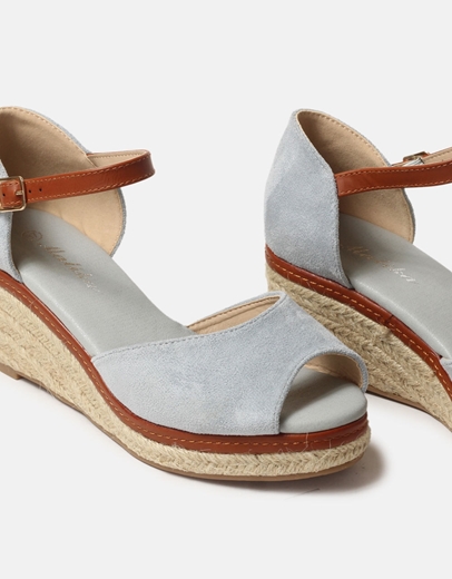 Εικόνα της Εσπαντρίγιες peep toe Ελληνικής κατασκευής με μπαρέτα Σιέλ