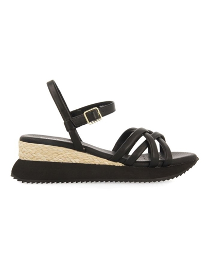 Εικόνα της Σανδάλια flatforms Gioseppo με σχέδιο πλέξης Μαύρο