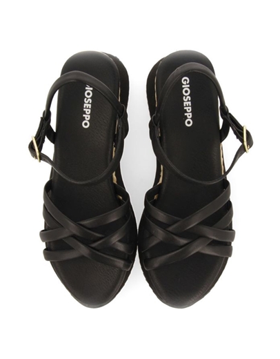 Εικόνα της Σανδάλια flatforms Gioseppo με σχέδιο πλέξης Μαύρο