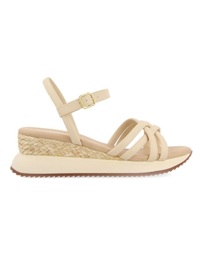 Εικόνα της Σανδάλια flatforms Gioseppo με σχέδιο πλέξης Μπεζ
