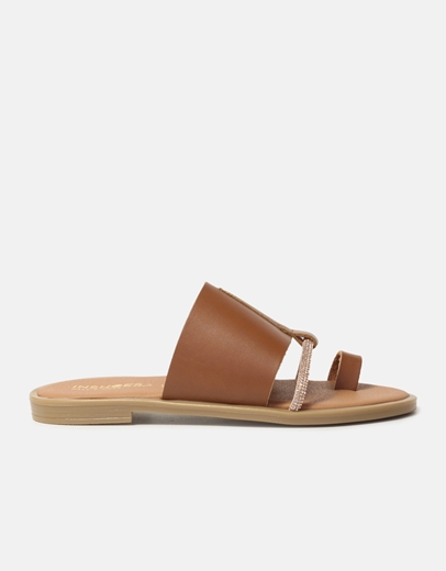 Εικόνα της Σανδάλια flat Ελληνικής κατασκευής με λεπτομέρεια από strass Ταμπά