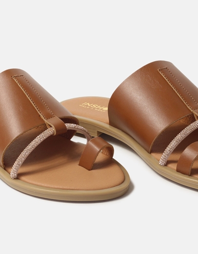 Εικόνα της Σανδάλια flat Ελληνικής κατασκευής με λεπτομέρεια από strass Ταμπά