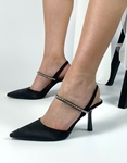 Εικόνα από Σατέν open heel γόβες με λεπτομέρεια από strass Μαύρο