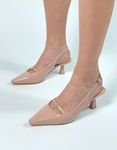 Εικόνα από Χαμηλές open heel γόβες λουστρίνι Nude