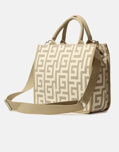 Εικόνα της Xειροποίητη τσάντα χειρός μαίανδρος Άμμου/Μπεζ