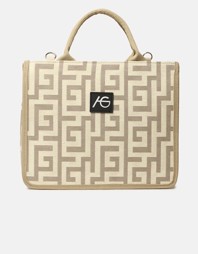 Εικόνα της Xειροποίητη τσάντα χειρός μαίανδρος Άμμου/Μπεζ