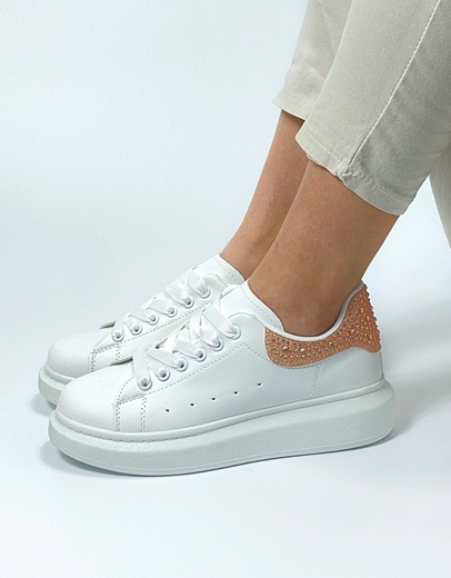 Εικόνα της Sneakers με λεπτομέρεια από strass Λευκό/Σαμπανί