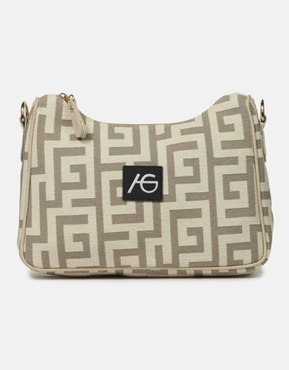 Εικόνα της Χειροποίητη τσάντα χιαστί με μαίανδρο Άμμου/Μπεζ