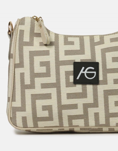 Εικόνα της Χειροποίητη τσάντα χιαστί με μαίανδρο Άμμου/Μπεζ