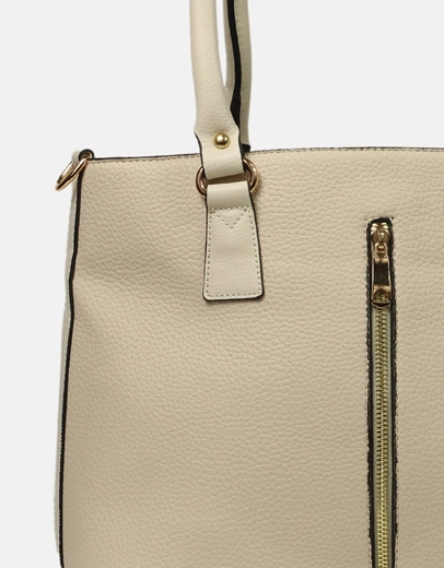 Εικόνα της Τσάντα χειρός με αποσπώμενο ιμάντα ώμου Μπεζ