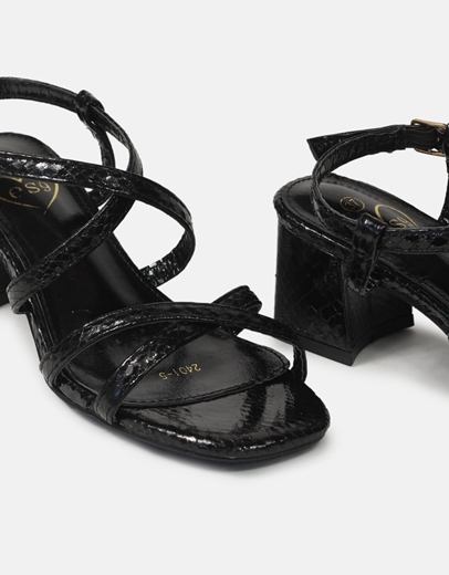 Εικόνα της Πέδιλα με λουράκια σε χιαστί σχέδιο Μαύρο