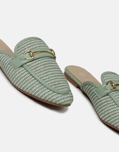 Εικόνα της Basic flat mules με σχέδιο πλέξης Μέντα