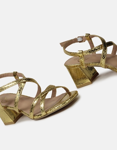 Εικόνα της Πέδιλα με λουράκια σε χιαστί σχέδιο Χρυσό