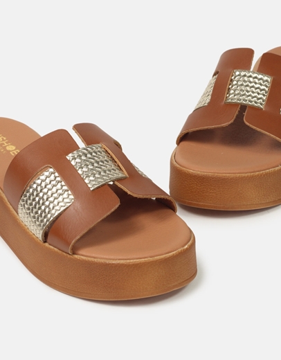 Εικόνα της Δερμάτινα flatforms Ελληνικής κατασκευής με ιδιαίτερο σχέδιο Ταμπά