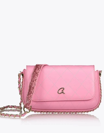 Εικόνα της Χιαστί τσάντα με διακοσμητικά γαζιά Ροζ