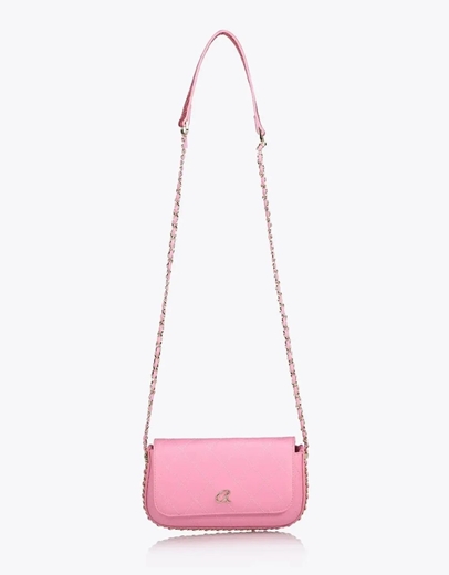 Εικόνα της Χιαστί τσάντα με διακοσμητικά γαζιά Ροζ