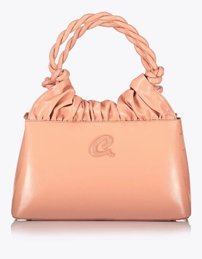 Εικόνα της Τσάντα χειρός με σχέδιο πλέξης στην χειρολαβή Σομόν