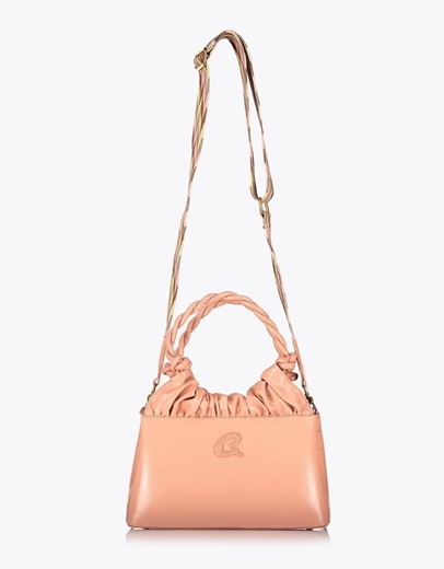 Εικόνα της Τσάντα χειρός με σχέδιο πλέξης στην χειρολαβή Σομόν