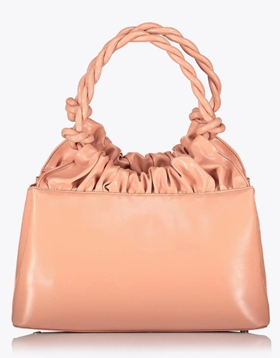 Εικόνα της Τσάντα χειρός με σχέδιο πλέξης στην χειρολαβή Σομόν