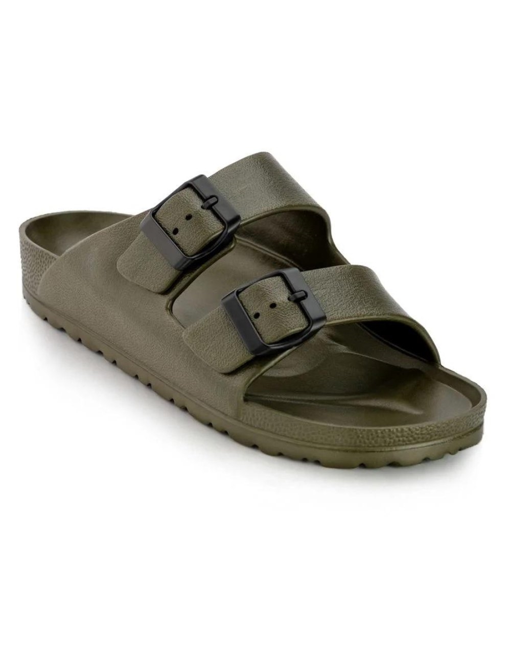 Εικόνα από Σανδάλια flat Ελληνικής κατασκευής  με διπλή φάσα Χακί