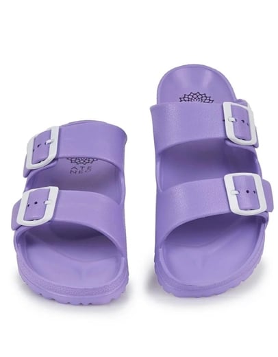 Εικόνα της Σανδάλια flat Ελληνικής κατασκευής  με διπλή φάσα Μωβ