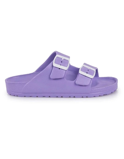 Εικόνα της Σανδάλια flat Ελληνικής κατασκευής  με διπλή φάσα Μωβ