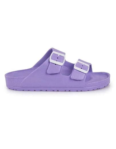 Εικόνα της Σανδάλια flat Ελληνικής κατασκευής  με διπλή φάσα Μωβ