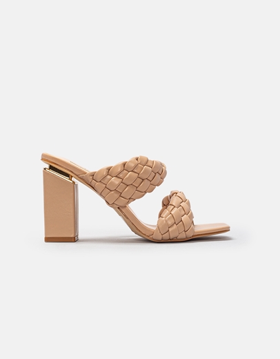 Εικόνα της Γυναικεία mules με διπλή πλεκτή φάσα Nude